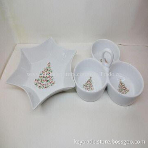 Fine Porcelain Appetizer Dish with Christmas Theme and Multi-shape